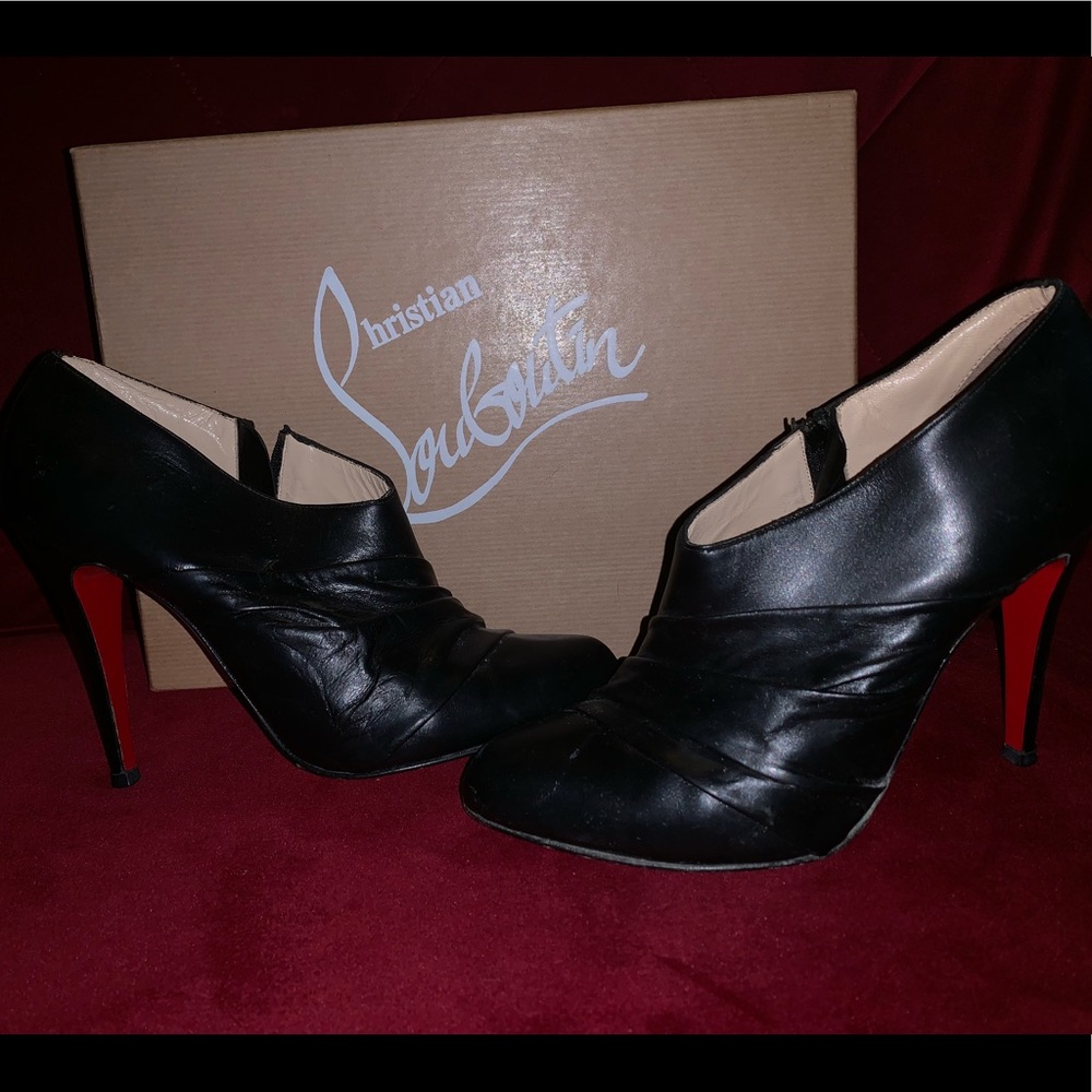 Christian Louboutin Black Leather Booties Size 7.5